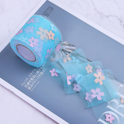 5 γιάρδες 6cm/12cm Rainbow Flower Print Κορδέλες Οργάντζα Διχτυωτές Κορδέλες Δαντέλα τούλι Διακόσμηση γάμου Πακέτο Δώρο DIY Χειροποίητες χειροτεχνίες με φιόγκους