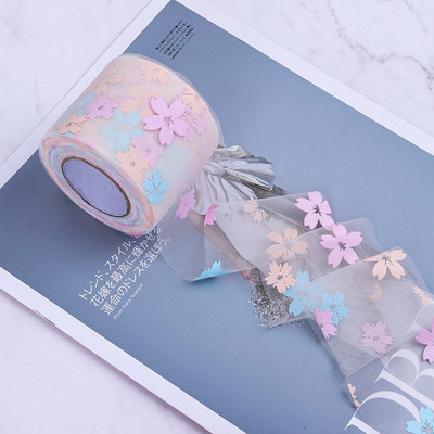 5 γιάρδες 6cm/12cm Rainbow Flower Print Κορδέλες Οργάντζα Διχτυωτές Κορδέλες Δαντέλα τούλι Διακόσμηση γάμου Πακέτο Δώρο DIY Χειροποίητες χειροτεχνίες με φιόγκους