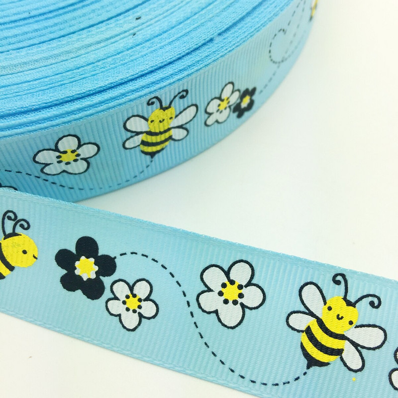 UUS DIY 5 Jardi 1`` 25 mm Little Bee Prinditud Grosgrain Ribbon Hair Bow peokäsitöö