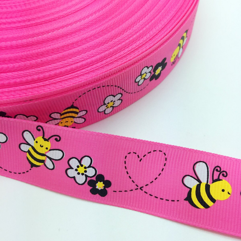 UUS DIY 5 Jardi 1`` 25 mm Little Bee Prinditud Grosgrain Ribbon Hair Bow peokäsitöö
