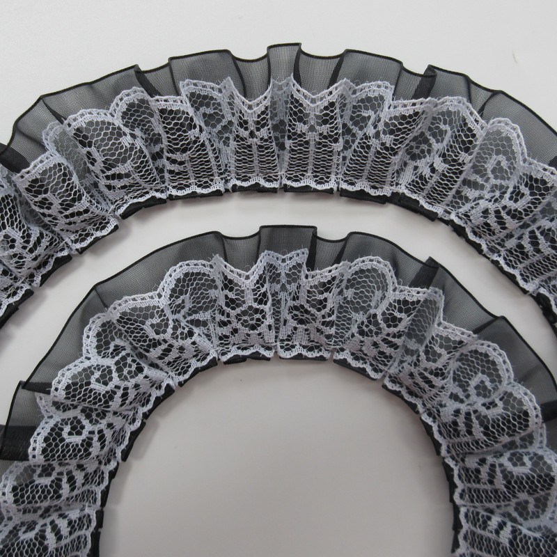 3 jarda Dvoslojna nabrana čipka od organze Vrpca s volanima Tkanina s izvezenim ovratnikom za šivanje odjeće Materijal za spajanje 4 cm