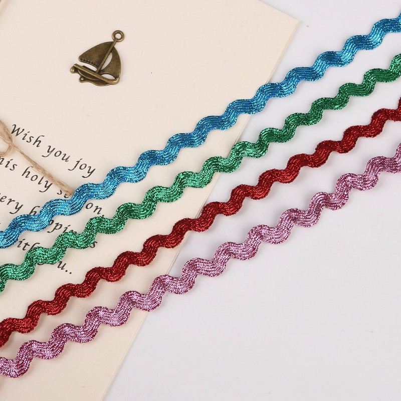 15 jardi/krunt 8 mm metallist terüleenist lint Zig Zag Ric Rac pitslint pulmapeo kaunistamiseks DIY õmbluspitsiga käsitöö