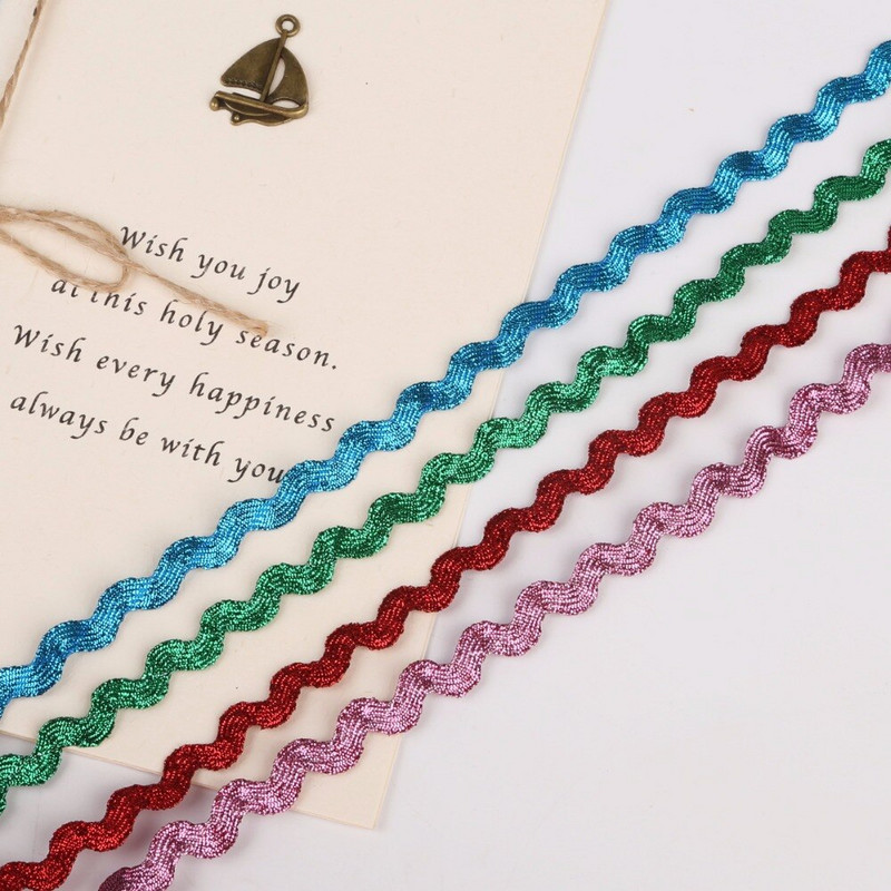 15 jardi/krunt 8 mm metallist terüleenist lint Zig Zag Ric Rac pitslint pulmapeo kaunistamiseks DIY õmbluspitsiga käsitöö