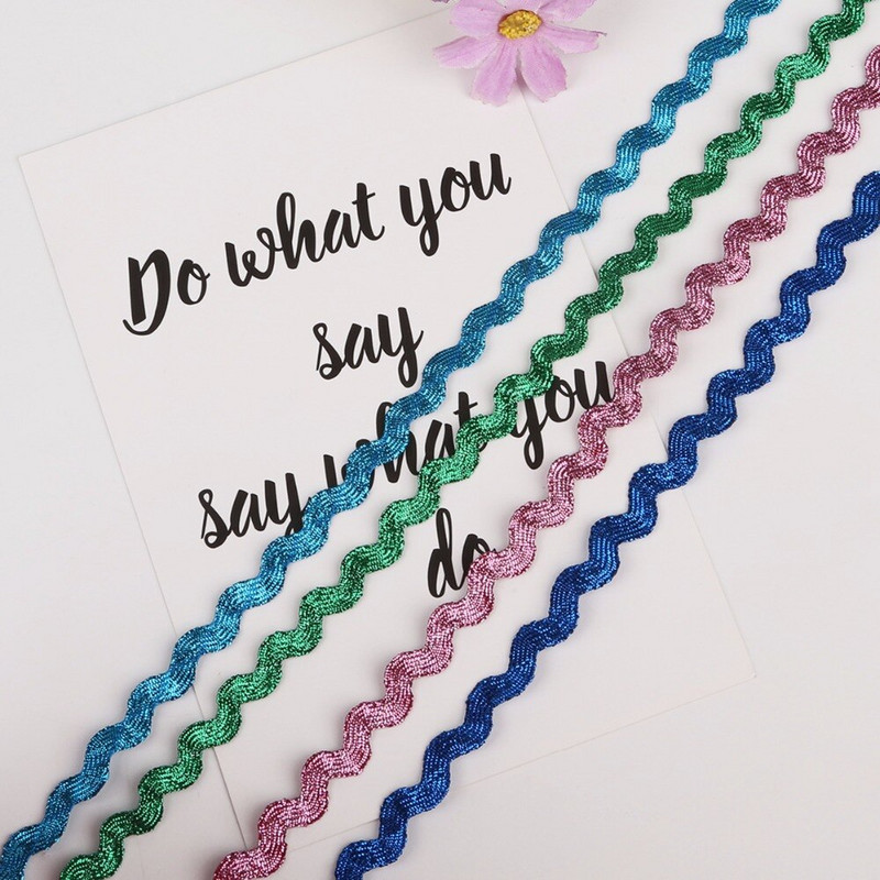 15 jardi/krunt 8 mm metallist terüleenist lint Zig Zag Ric Rac pitslint pulmapeo kaunistamiseks DIY õmbluspitsiga käsitöö