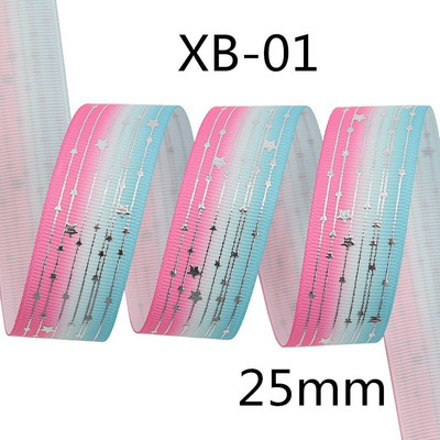 Srebrne pruge Zvjezdica Rainbow Gradient mekih boja Grosgrain vrpca od 5 jardi leptir vrpca za šivanje štipaljki za kosu