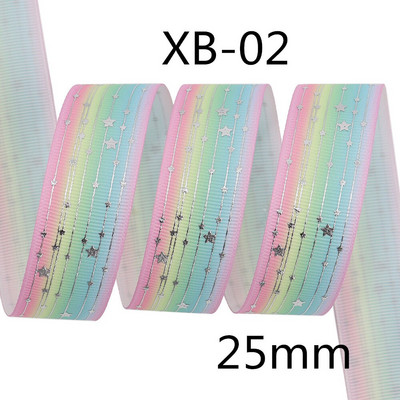 Srebrne pruge Zvjezdica Rainbow Gradient mekih boja Grosgrain vrpca od 5 jardi leptir vrpca za šivanje štipaljki za kosu