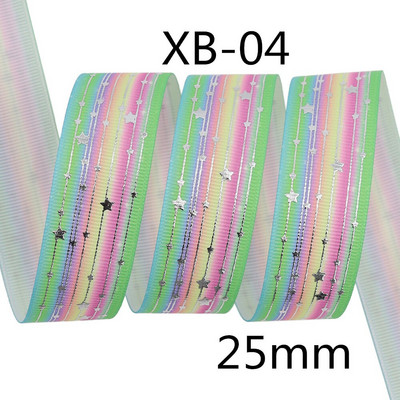 Srebrne pruge Zvjezdica Rainbow Gradient mekih boja Grosgrain vrpca od 5 jardi leptir vrpca za šivanje štipaljki za kosu