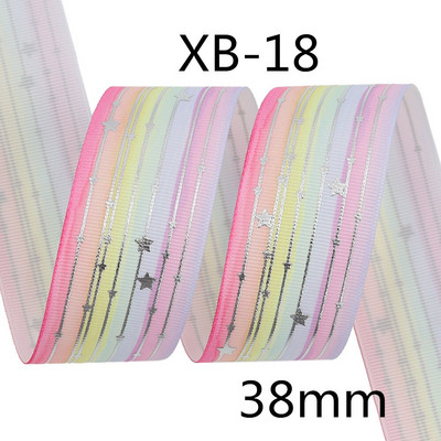 Srebrne pruge Zvjezdica Rainbow Gradient mekih boja Grosgrain vrpca od 5 jardi leptir vrpca za šivanje štipaljki za kosu