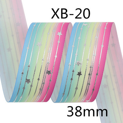 Srebrne pruge Zvjezdica Rainbow Gradient mekih boja Grosgrain vrpca od 5 jardi leptir vrpca za šivanje štipaljki za kosu