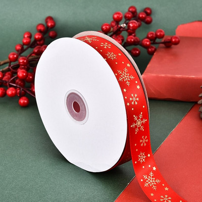 5 jardi 25 mm tiskane satenske vrpce Poklon mašne Rukotvorine DIY Prirodne vrpce Šivanje Odjeća Božićni ukrasi za svatove