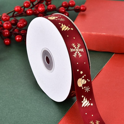 5 jardi 25 mm tiskane satenske vrpce Poklon mašne Rukotvorine DIY Prirodne vrpce Šivanje Odjeća Božićni ukrasi za svatove
