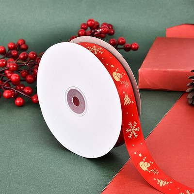 5 jardi 25 mm tiskane satenske vrpce Poklon mašne Rukotvorine DIY Prirodne vrpce Šivanje Odjeća Božićni ukrasi za svatove