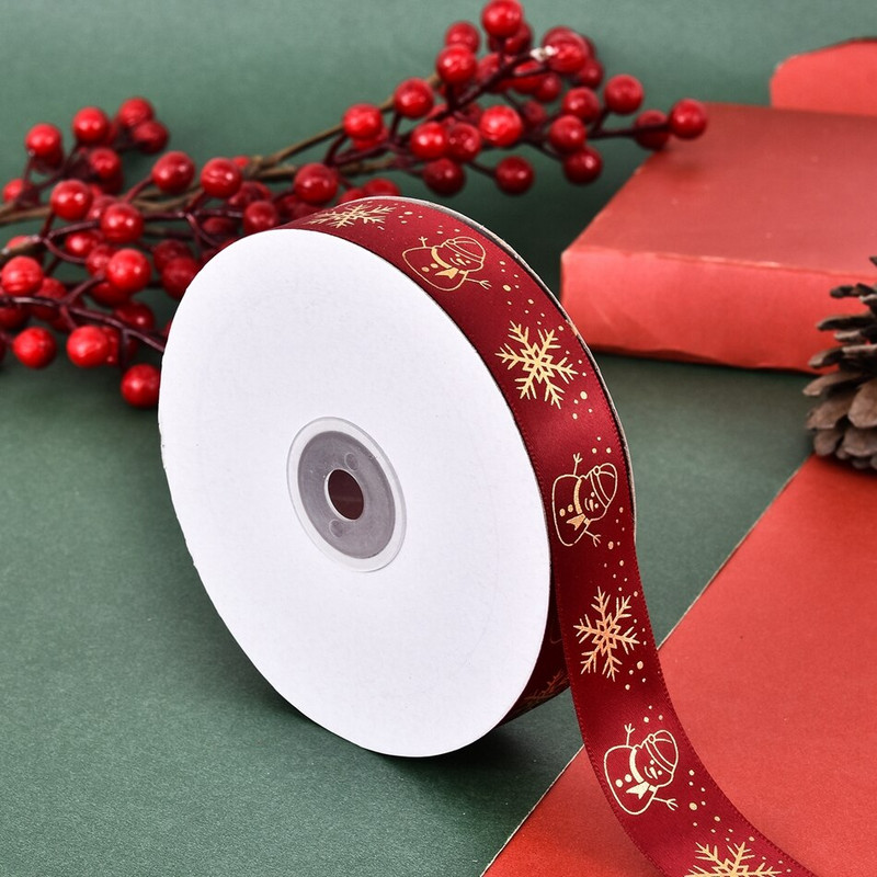 5 jardi 25 mm tiskane satenske vrpce Poklon mašne Rukotvorine DIY Prirodne vrpce Šivanje Odjeća Božićni ukrasi za svatove