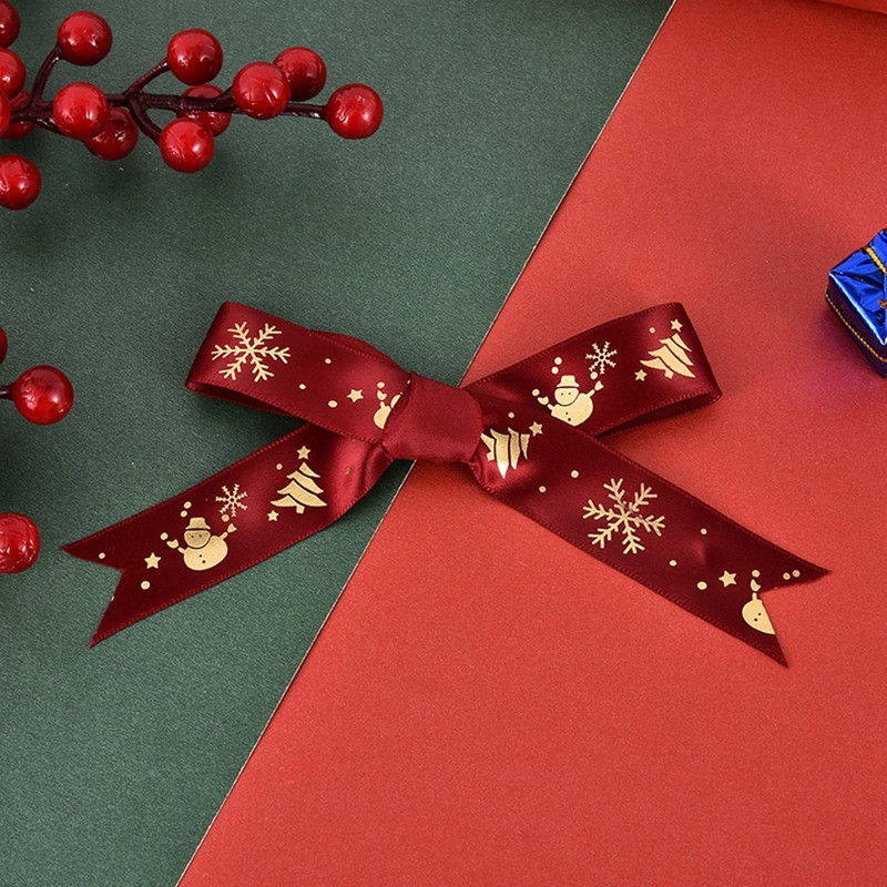 5 jardi 25 mm tiskane satenske vrpce Poklon mašne Rukotvorine DIY Prirodne vrpce Šivanje Odjeća Božićni ukrasi za svatove