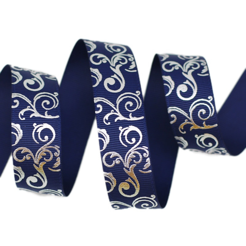 (10 jardi/krunt) 25mm valge kuumstantsitud hõbefoolium grosgrain lint kingitus pulmapaelte hulgimüük