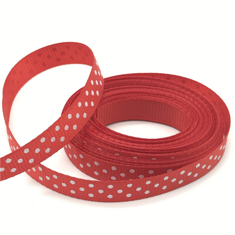 5 jardi/lot 3/8'' 10 mm Grosgrain vrpca s ispisom na točkice Mašna za kosu Božićni ukrasi za vjenčanje DIY tkanina za šivanje
