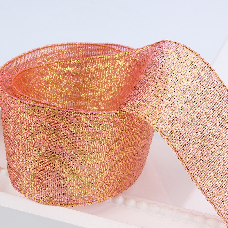 Panglici de 10 metri auriu, argint, sclipici, panglici din satin de mătase, artizanat, panglici decorative pentru nunta, cu fundă, pentru ambalaj cadou de Crăciun