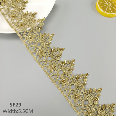 zsbszc 2 jardi Õõnes läikiv pulber kuldpits cheongsam riided hem kardina pits trimmi kangas DIY tarvikud SF22 SF35