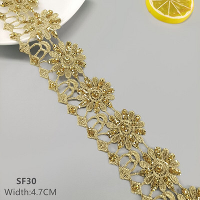 zsbszc 2 jardi Õõnes läikiv pulber kuldpits cheongsam riided hem kardina pits trimmi kangas DIY tarvikud SF22 SF35