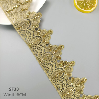 zsbszc 2 jardi Õõnes läikiv pulber kuldpits cheongsam riided hem kardina pits trimmi kangas DIY tarvikud SF22 SF35