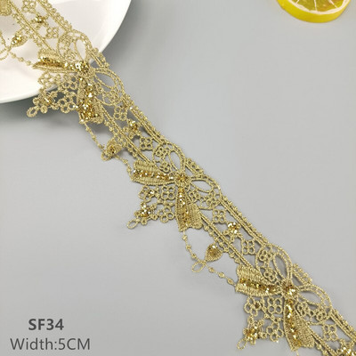 zsbszc 2 jardi Õõnes läikiv pulber kuldpits cheongsam riided hem kardina pits trimmi kangas DIY tarvikud SF22 SF35