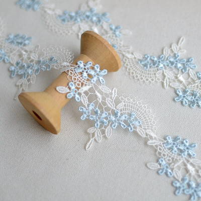 2 γιάρδες πλάτους 5 εκ. Υδατοδιαλυτή Δαντέλα στολισμό Μπλε λουλούδι ύφασμα Δαντέλα Διακόσμηση Diy Μαντίλι κεφαλιού Ρούχα Δαντέλα Διακοσμητική κορδέλα