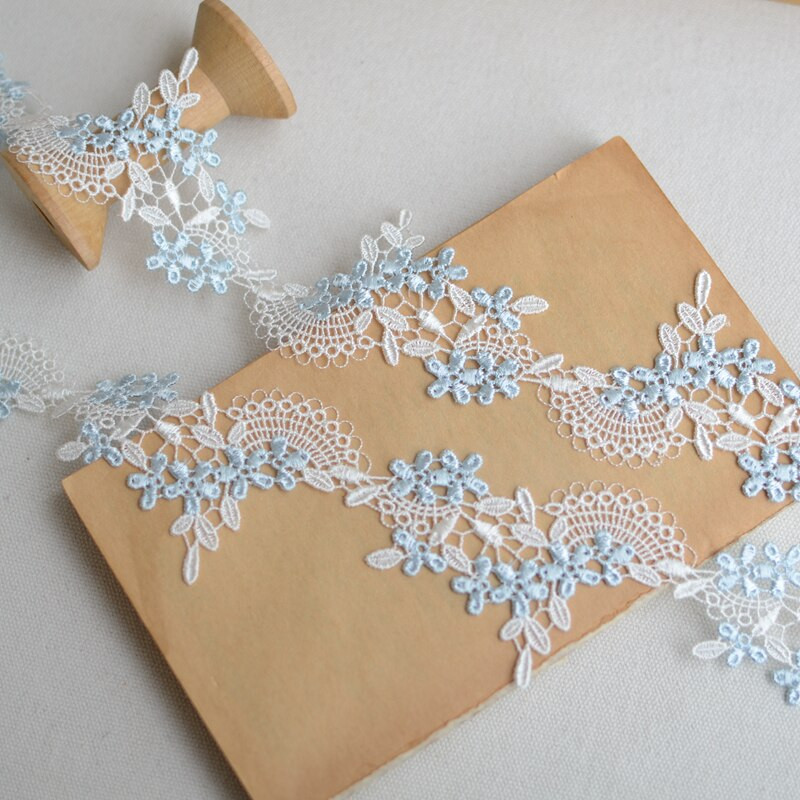 2 γιάρδες πλάτους 5 εκ. Υδατοδιαλυτή Δαντέλα στολισμό Μπλε λουλούδι ύφασμα Δαντέλα Διακόσμηση Diy Μαντίλι κεφαλιού Ρούχα Δαντέλα Διακοσμητική κορδέλα