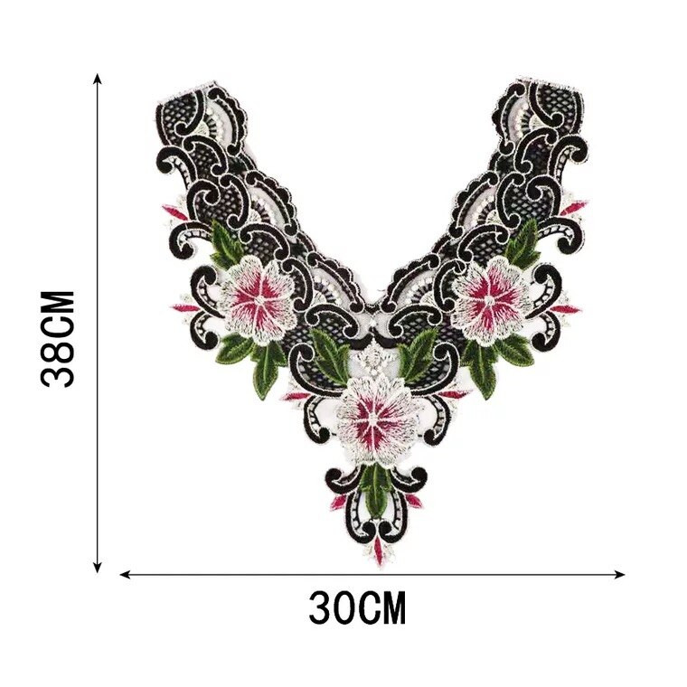 1 buc țesătură din poliester din dantelă pentru guler de flori colorate cu broderie aurie, țesături din dantelă pentru guler lucrate manual pentru cusut meșteșuguri