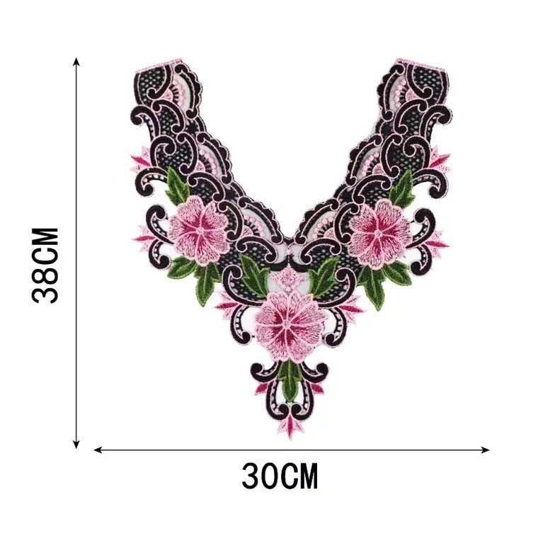 1 buc țesătură din poliester din dantelă pentru guler de flori colorate cu broderie aurie, țesături din dantelă pentru guler lucrate manual pentru cusut meșteșuguri