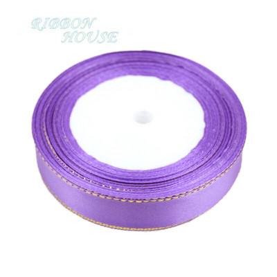 (25 yardov/sada) 20 mm biela saténová stuha so zlatým okrajom, veľkoobchodná cena, vysoko kvalitné darčekové baliace stuhy