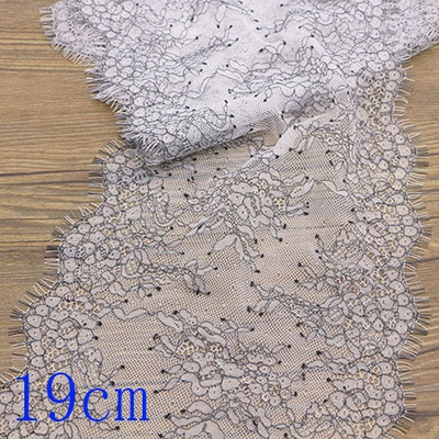 1 metar a 19 cm širok svijetlo siva + crna izuzetna čipka za trepavice Vjenčana čipka ručno izrađeni DIY odjevni dodaci