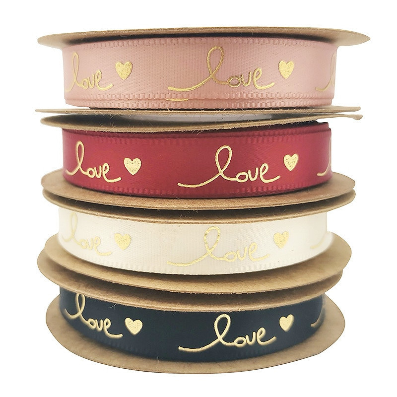 (10 γιάρδες/ρολό) Πλάτος 1 εκ. Hot Stamping Love Ribbon Pack The Bouquet Making Valentine's Day Handmade DIY Crafts Decoration