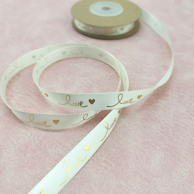 (10 γιάρδες/ρολό) Πλάτος 1 εκ. Hot Stamping Love Ribbon Pack The Bouquet Making Valentine's Day Handmade DIY Crafts Decoration