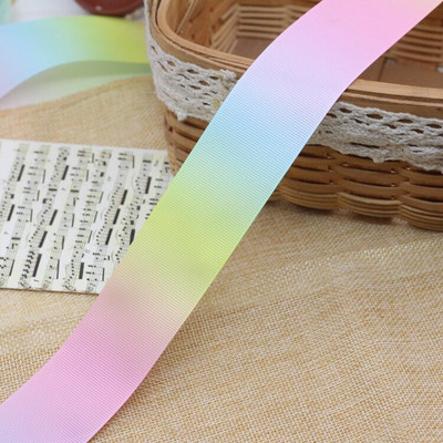 Καυτή έκπτωση 1 μέτρο/παρτίδα 2 Μέγεθος (25mm 50mm) ντεγκραντέ χρώματα ουράνιο τόξο εμπριμέ grosgrain κορδέλα καπέλα φιόγκος μαλλιών diy διακόσμηση πάρτι