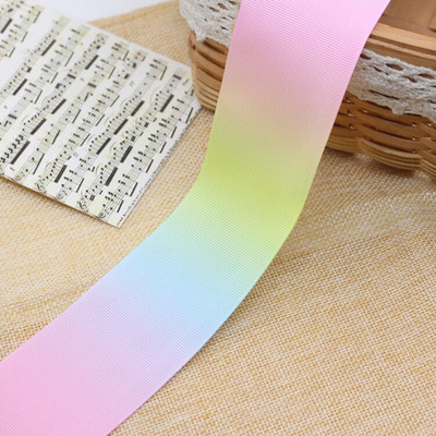 Καυτή έκπτωση 1 μέτρο/παρτίδα 2 Μέγεθος (25mm 50mm) ντεγκραντέ χρώματα ουράνιο τόξο εμπριμέ grosgrain κορδέλα καπέλα φιόγκος μαλλιών diy διακόσμηση πάρτι