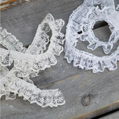 5 jardi valge beež, 3D plisseeritud võrkkangas, tikitud volangidega, DIY kleit, rõivaste krae õmbluskaunistus 2 cm