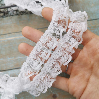 5 Yards Λευκό μπεζ 3D πτυχωτό ύφασμα με κεντημένο βολάν Διακοσμητικό ρούχων DIY Διακόσμηση ραπτικής γιακά ρούχων 2cm