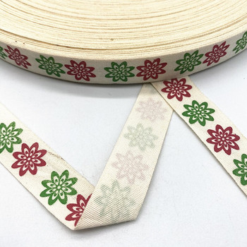 5 ярда 15 мм коледна памучна панделка Ръчно проектирана щампована памучна панделка Направи си сам консумативи за опаковане на подаръци за коледно парти