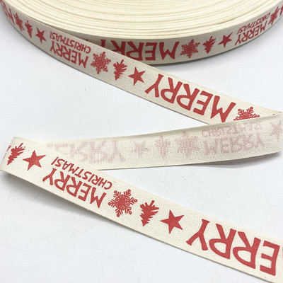 Χριστουγεννιάτικη βαμβακερή κορδέλα 5 υάρδων 15 mm Χειροποίητη τυπωμένη βαμβακερή κορδέλα DIY προμήθειες συσκευασίας δώρου για χριστουγεννιάτικο πάρτι