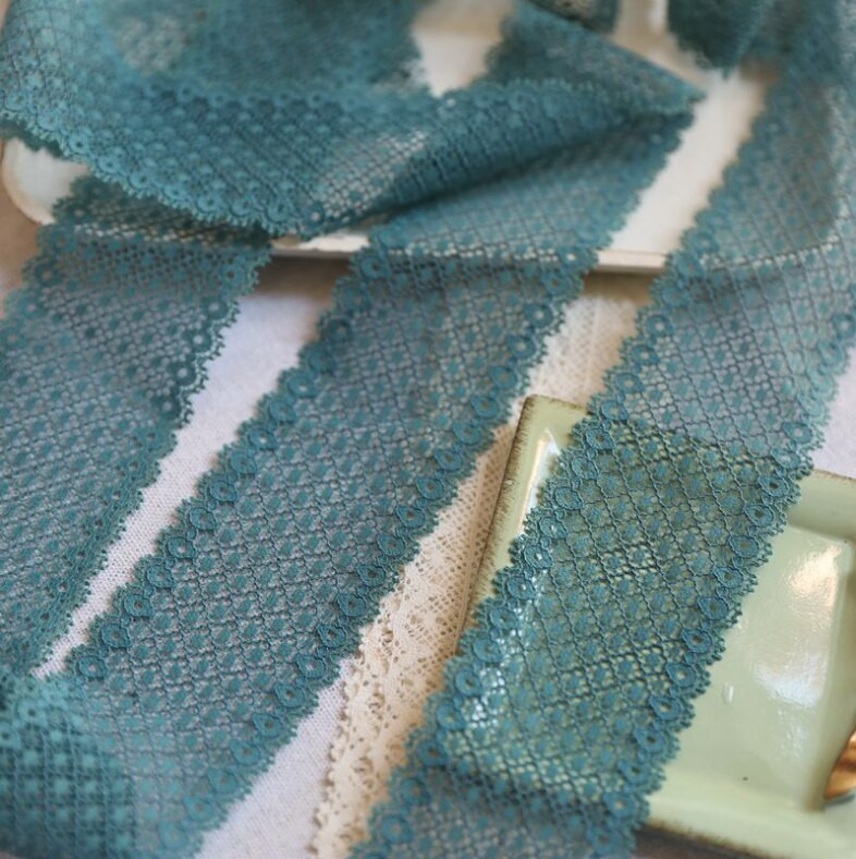 3 μέτρα Πράσινη ελαστική κορδέλα ραπτικής δαντέλας Guipure Lace Trim ή ύφασμα στημόνι DIY Αξεσουάρ ενδυμάτων 5,5cm Πλάτος Δωρεάν αποστολή