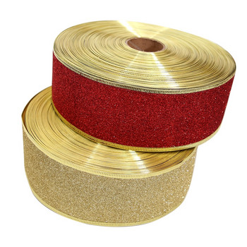 200cm*6,3cm Glitter Διακοσμητικές Κορδέλες Κόκκινη Ασημί Χρυσή Κορδέλα με Σιδερένιο Σύρμα Χριστουγεννιάτικες Διακοσμητικές Κορδέλες για Χειροτεχνίες Φιόγκοι