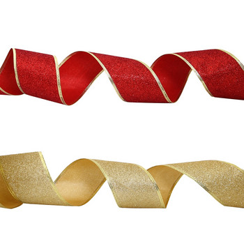 200cm*6,3cm Glitter Διακοσμητικές Κορδέλες Κόκκινη Ασημί Χρυσή Κορδέλα με Σιδερένιο Σύρμα Χριστουγεννιάτικες Διακοσμητικές Κορδέλες για Χειροτεχνίες Φιόγκοι