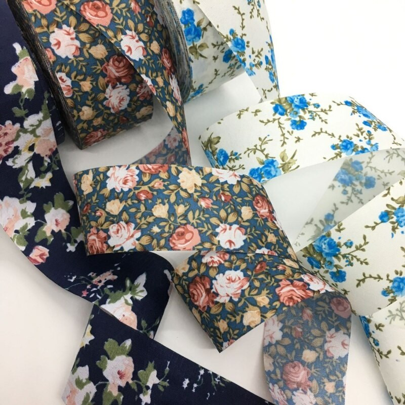 1.5cm 3cm 4cm 10Y Flori pânză imprimată panglică de țesătură pentru textil cusut părtinire legare manuală DIY artizanat cadou ambalaj floral
