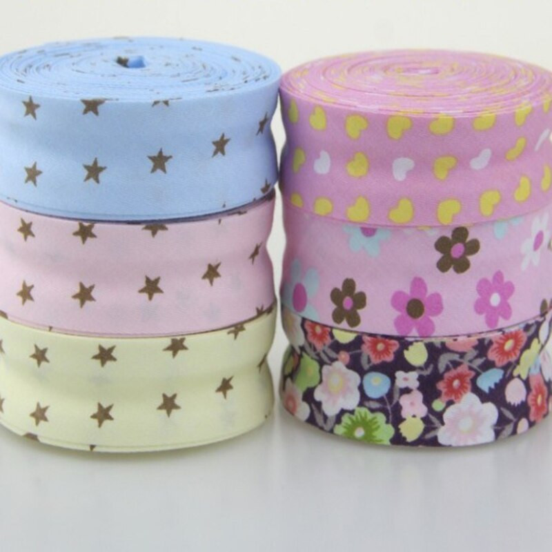 25 mm (1") lățime cu dungi cu flori, imprimare cu stea, călcat, îndoit, din bumbac, curea de legătură cu bandă de legătură, bricolaj, panglică, cusut manual pentru îmbrăcăminte
