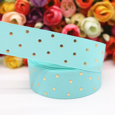 5 jardi 1" 25 MM zlatne točkice s tiskanom grosgrain vrpcom za mašne za kosu DIY rukotvorine Ručno izrađeni dodaci M19080601