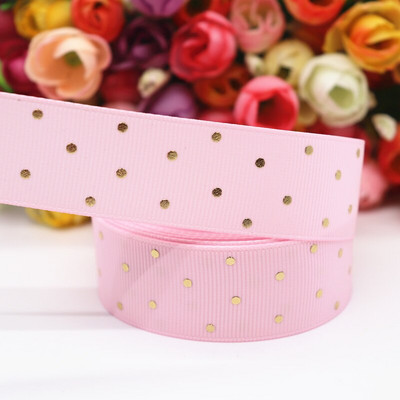 5 jardi 1" 25 MM zlatne točkice s tiskanom grosgrain vrpcom za mašne za kosu DIY rukotvorine Ručno izrađeni dodaci M19080601
