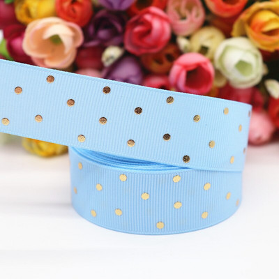 5 jardi 1" 25 MM zlatne točkice s tiskanom grosgrain vrpcom za mašne za kosu DIY rukotvorine Ručno izrađeni dodaci M19080601