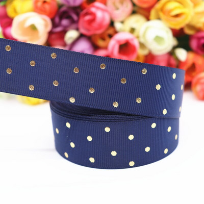 5 jardi 1" 25 MM zlatne točkice s tiskanom grosgrain vrpcom za mašne za kosu DIY rukotvorine Ručno izrađeni dodaci M19080601