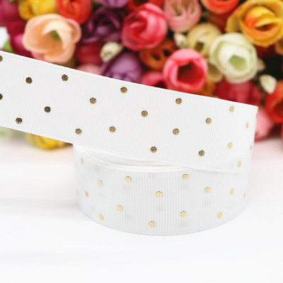 5 jardi 1" 25 MM zlatne točkice s tiskanom grosgrain vrpcom za mašne za kosu DIY rukotvorine Ručno izrađeni dodaci M19080601