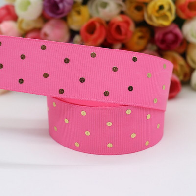 5 jardi 1" 25 MM zlatne točkice s tiskanom grosgrain vrpcom za mašne za kosu DIY rukotvorine Ručno izrađeni dodaci M19080601